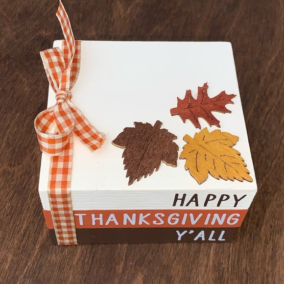 Farmhouse Thanksgiving Fall Bookstack Tiered Tray Holiday Decorations Decor - Picture 2 of 2